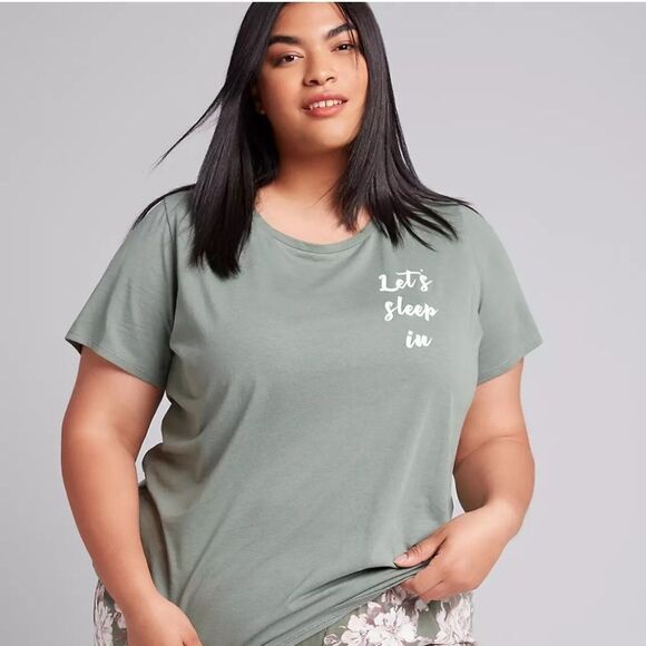 Cacique " Lets Sleep In" Graphic Tee PJ Top - Picture 1 of 8